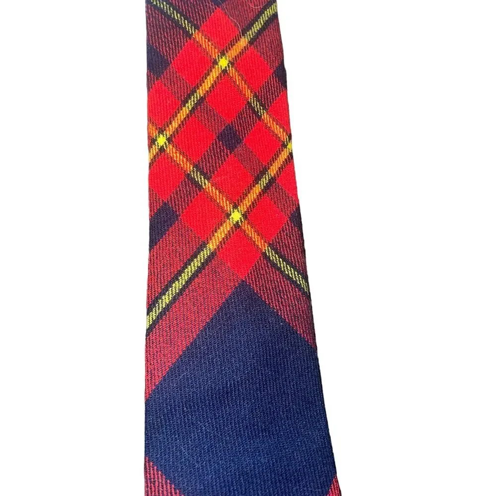 Mens Plaid Red Blue Yellow Pattern Skinny Slim Tie Formal Necktie